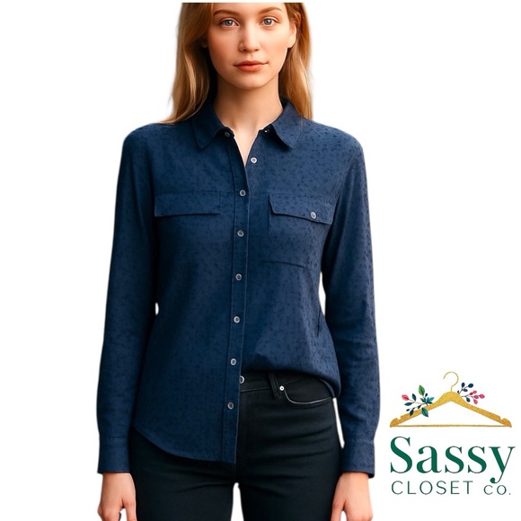BANANA REPUBLIC Layering Shirt – Sheer Navy, Pockets, Size XS - Picture 1 of 6